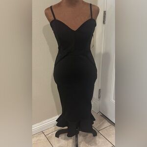 Windsor Black Ruffle Hem Midi Dress